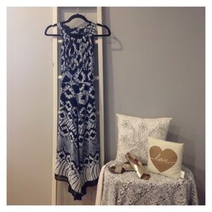 NWT GabbySkye Blue Tie Dye Asymmetrical Maxi Dress